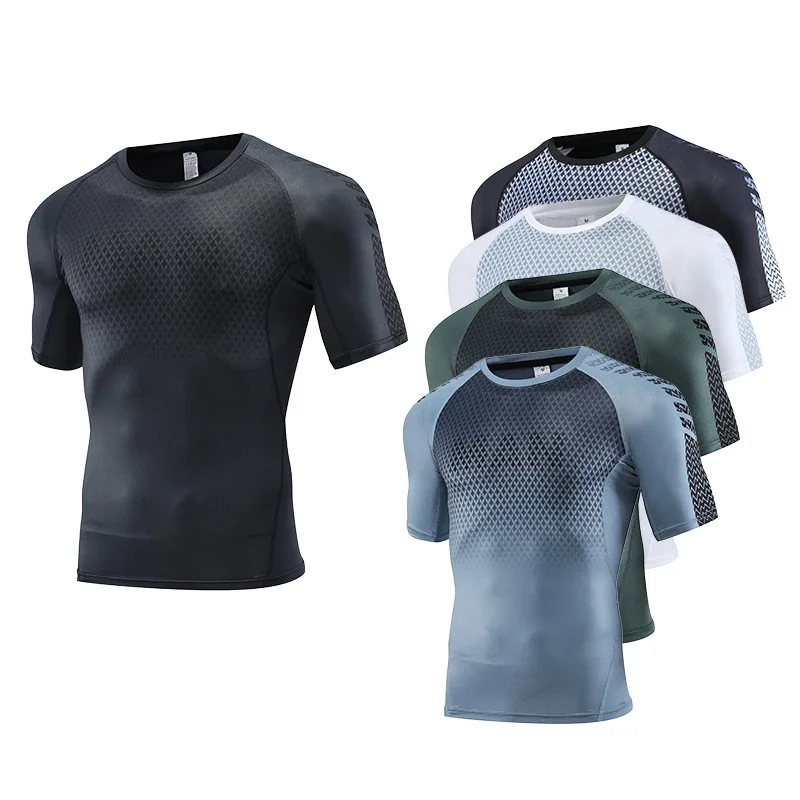 Health Wellness And Fitness - メンズスポーツTシャツ,トップ,コンプレッションガーメント,ランニング,タイト,ジョギング