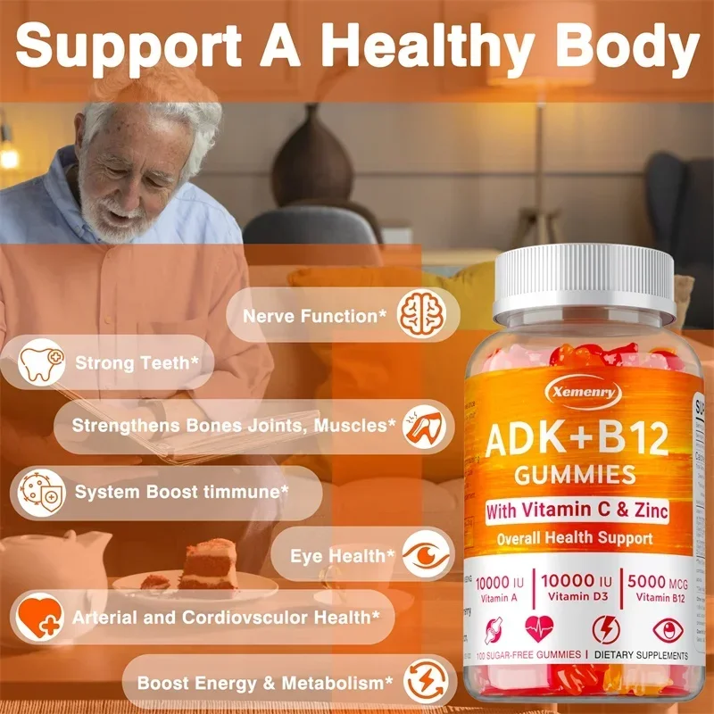 ビタミンD3 K2 + ビタミンB12 グミ - 高濃度食品 - Health Wellness Products のレビューと価格
