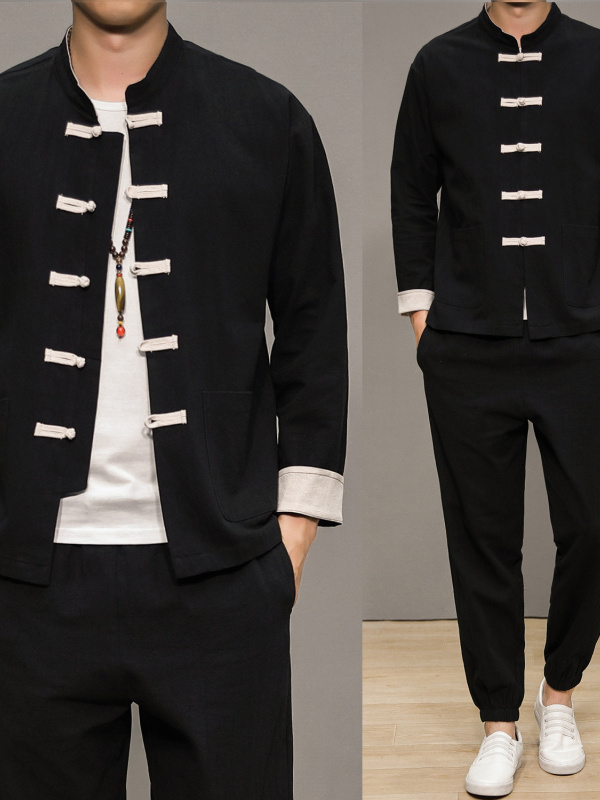 中国風の綿麻の唐服男性用伝統的なヘルスケアセンター禅瞑想長袖 - Health & Wellness Newsletter のレビューと価格