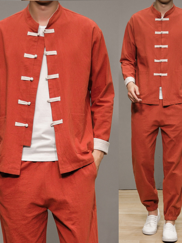 中国風の綿麻の唐服男性用伝統的なヘルスケアセンター禅瞑想長袖 - Health & Wellness Newsletter のレビューと価格