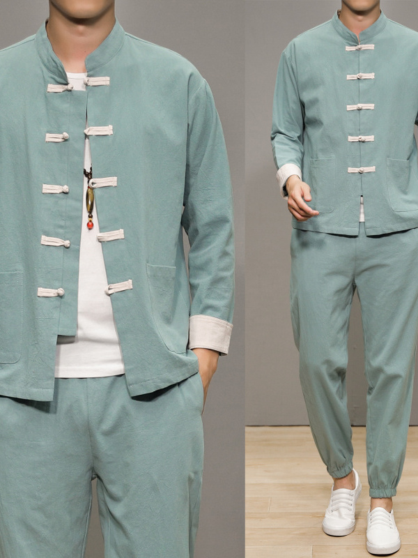 中国風の綿麻の唐服男性用伝統的なヘルスケアセンター禅瞑想長袖 - Health & Wellness Newsletter のレビューと価格